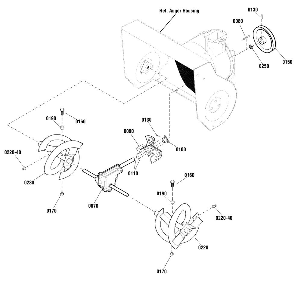 Auger Drive Group Diagram and Parts List for MH61900 (1696060)(2011) Murray Snow Blower