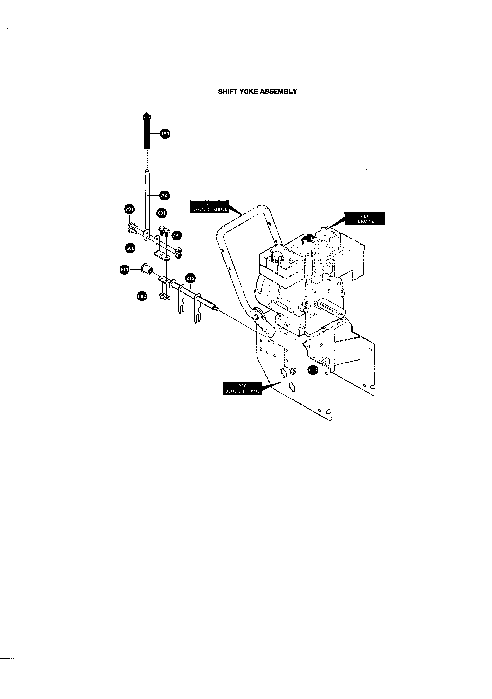 Shift yoke assembly Diagram and Parts List for 622504X8  Murray Snow Blower