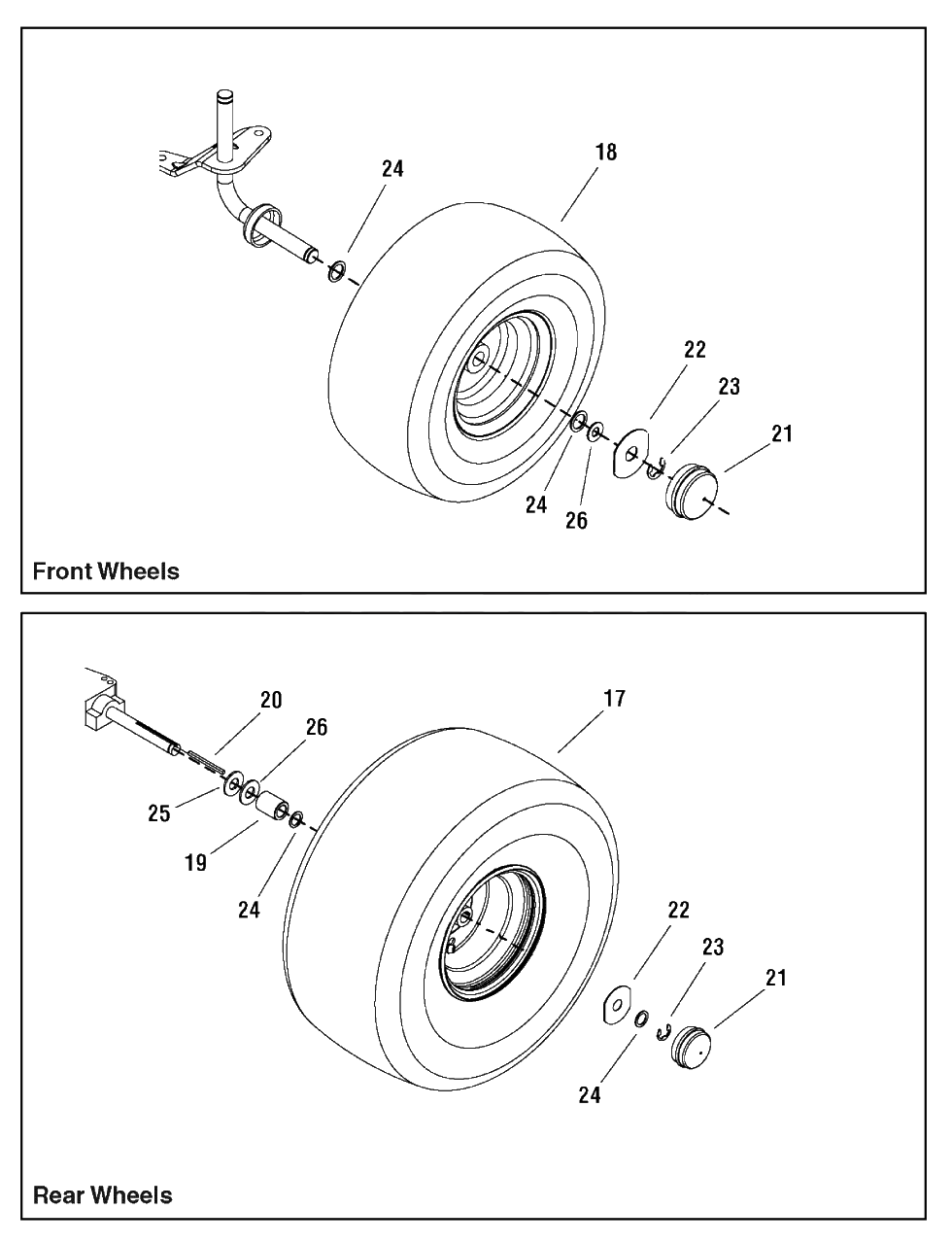 Wheels And Tires Group Diagram and Parts List for EYK19540RD (2988143)(2009) Murray Lawn Tractor
