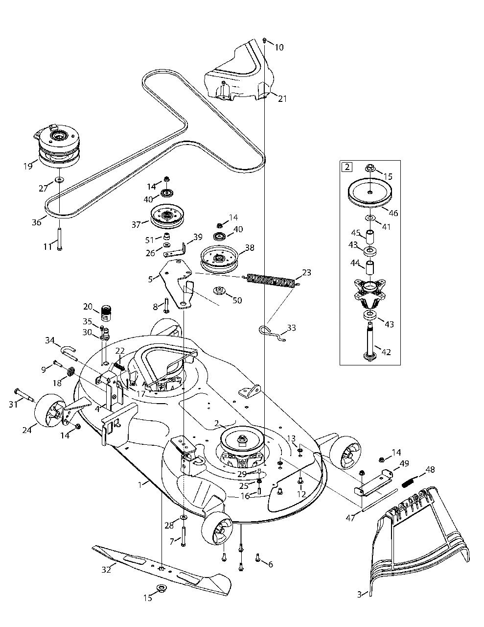 Mower Deck Diagram and Parts List for M200-46 (RZT-46)(2014) Murray Lawn Tractor