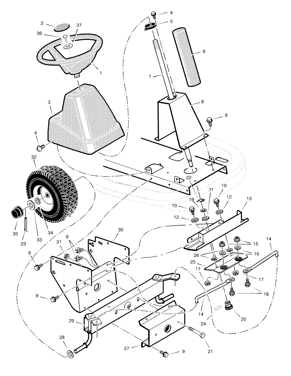 Steering Diagram and Parts List for 309001X18A 2003 Murray Lawn Tractor