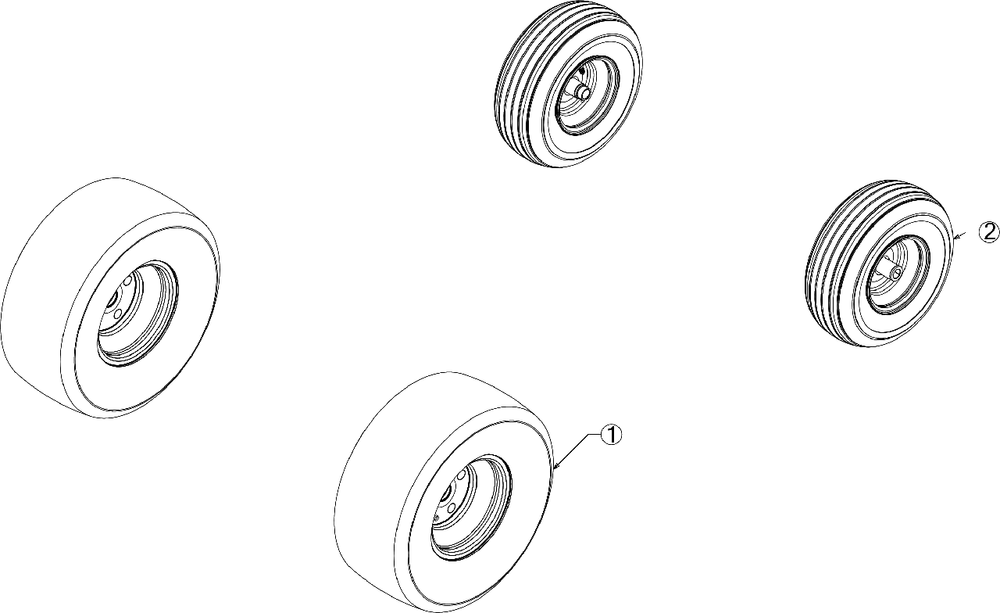 Wheels Diagram and Parts List for M200-46 (RZT-46)(2016) Murray Lawn Tractor