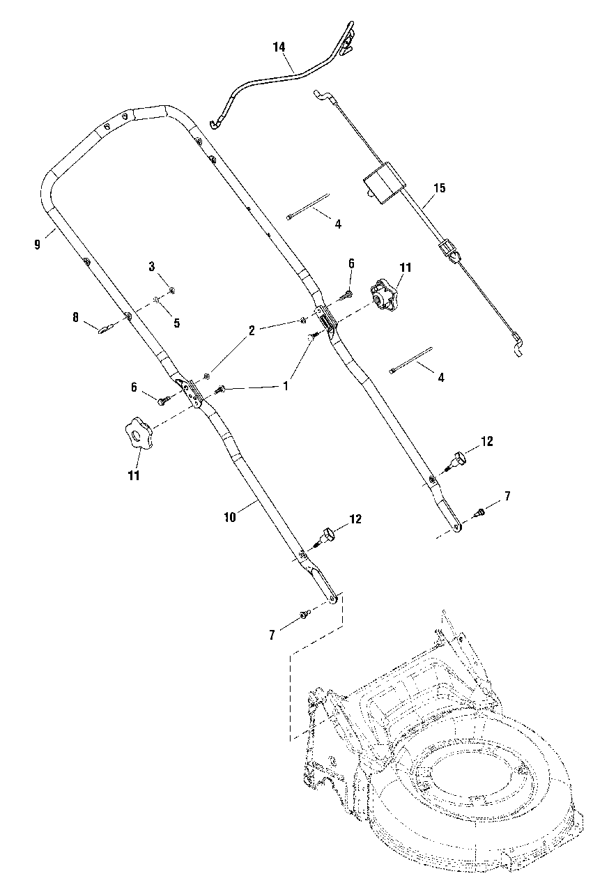Handles Group Diagram and Parts List for EQ400 (2691472-00)(2018) Murray Lawn Mower