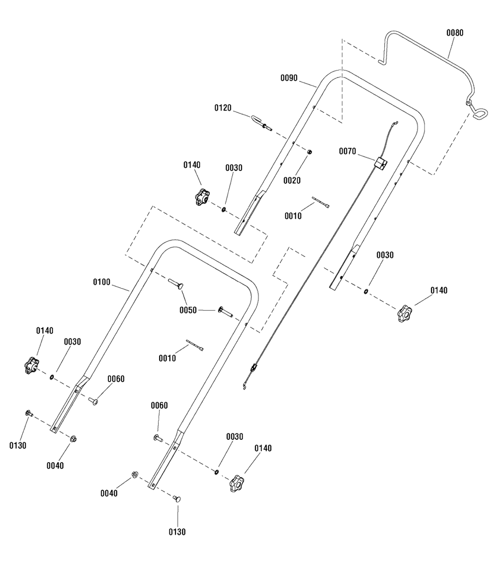 Handles Group (7502023) Diagram and Parts List for M22550FC (7800890)(2012) Murray Lawn Mower
