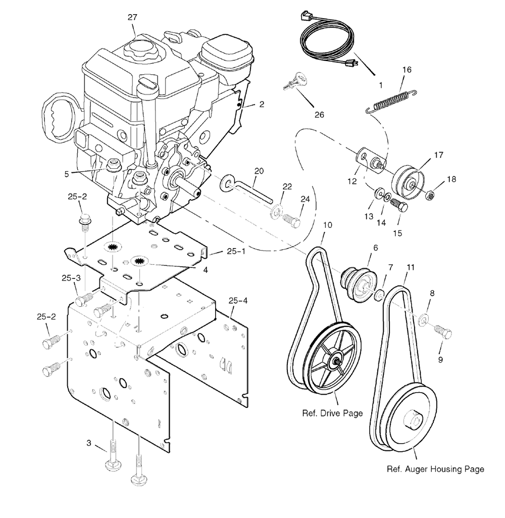 Engine Diagram and Parts List for 6240900X196A (1695425)(2007) Murray Snow Blower