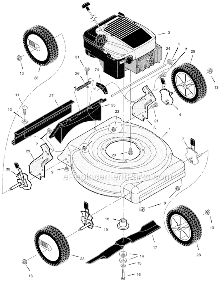 Page B Diagram and Parts List for 204211X92A  Murray Lawn Mower