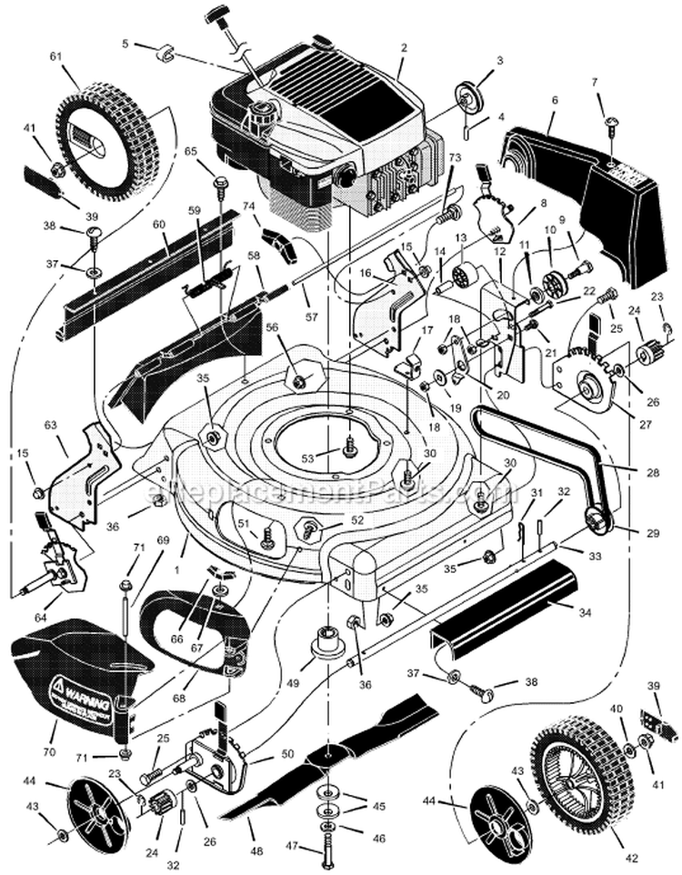 Page B Diagram and Parts List for 206310X192A  Murray Lawn Mower