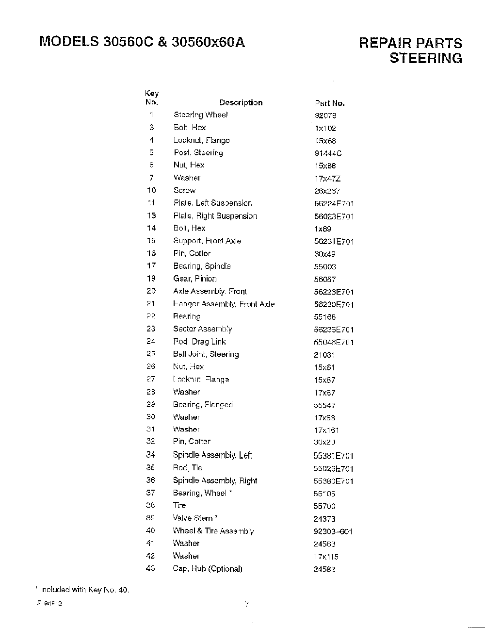 Steering page 2 Diagram and Parts List for 30560X60A  Murray Lawn Mower