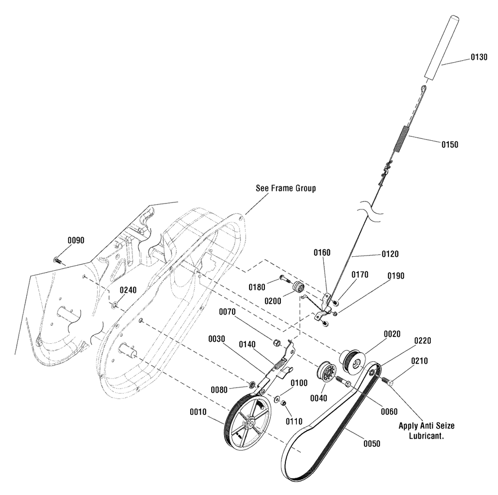 Auger Drive Group Diagram and Parts List for MS55800 1695886 Murray Snow Blower
