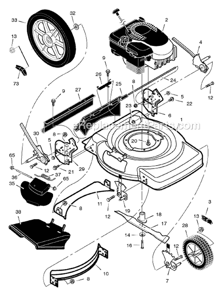 Page B Diagram and Parts List for 22365X78C  Murray Lawn Mower