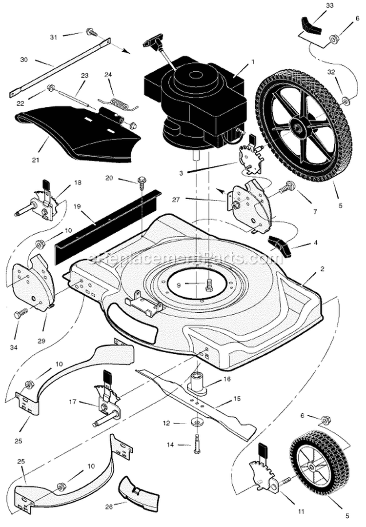 Page B Diagram and Parts List for 225111X99B  Murray Lawn Mower