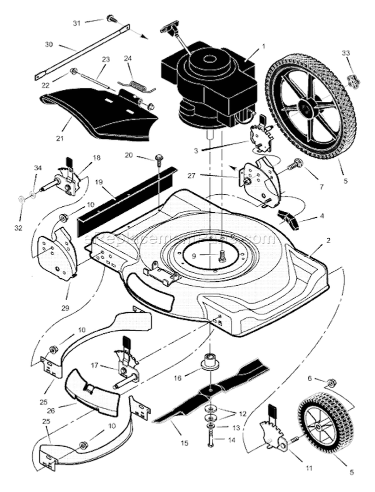 Page B Diagram and Parts List for 225111X92B  Murray Lawn Mower
