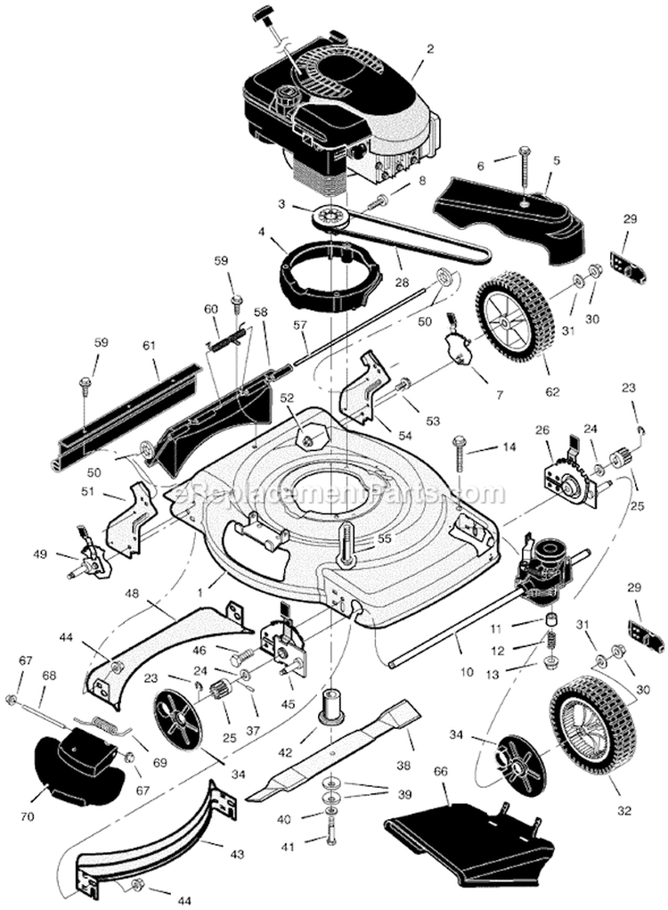 Page B Diagram and Parts List for 228651X99A  Murray Lawn Mower