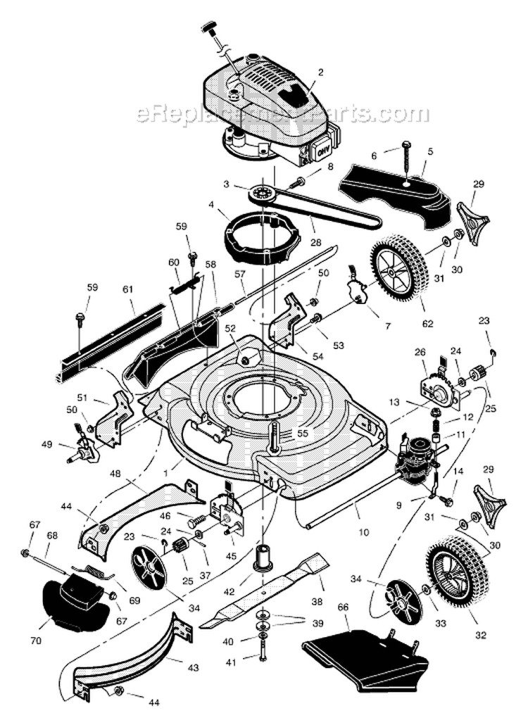 Page B Diagram and Parts List for 228670X8A  Murray Lawn Mower