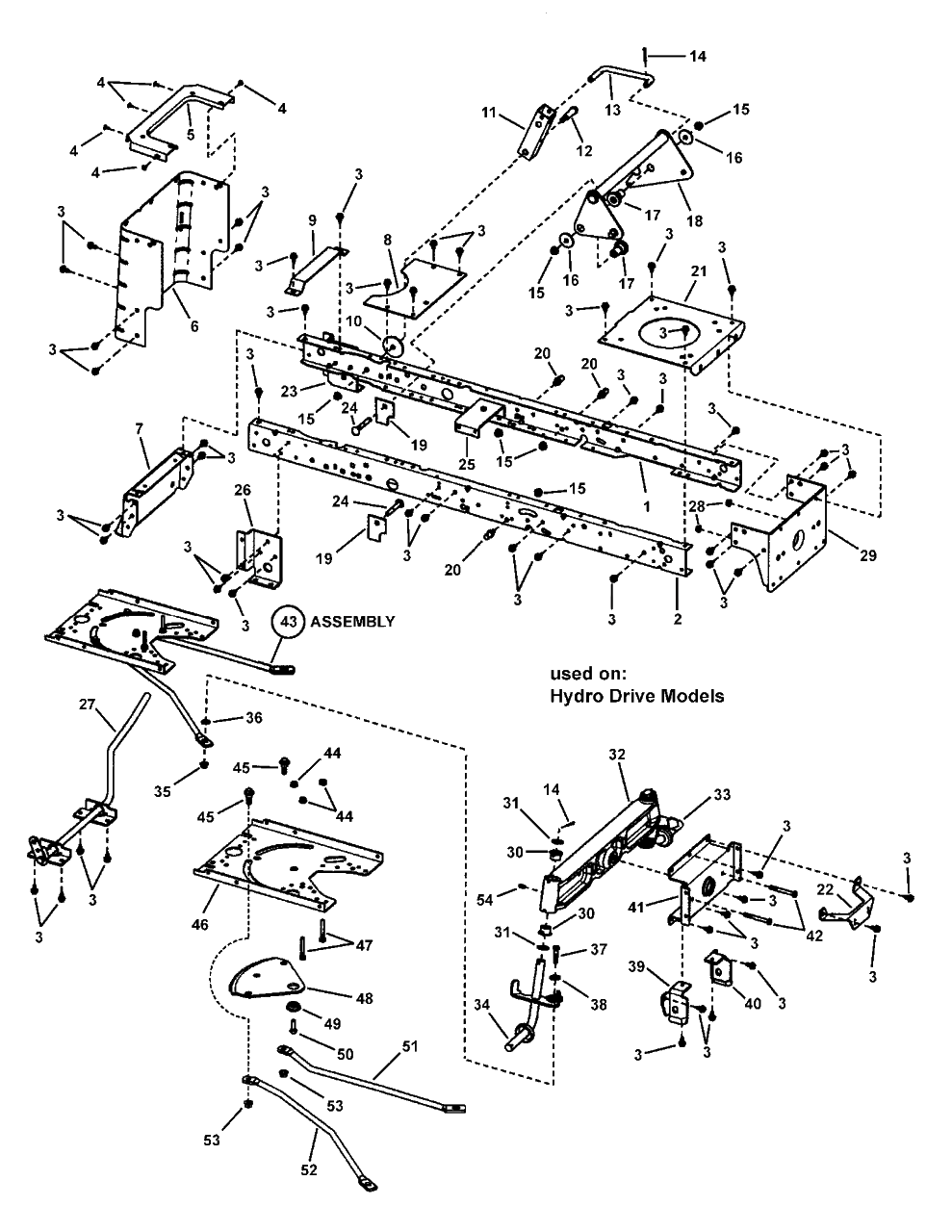 Main Frame Assembly - Hydro Drive Diagram and Parts List for LT20460 (7800192)(2008) Murray Lawn Tractor