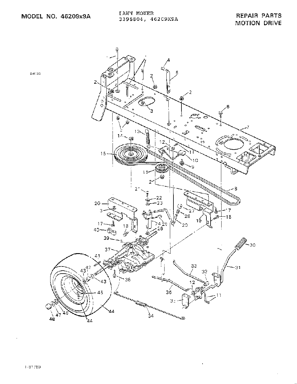 Motion drive Diagram and Parts List for 3396804  Murray Lawn Mower