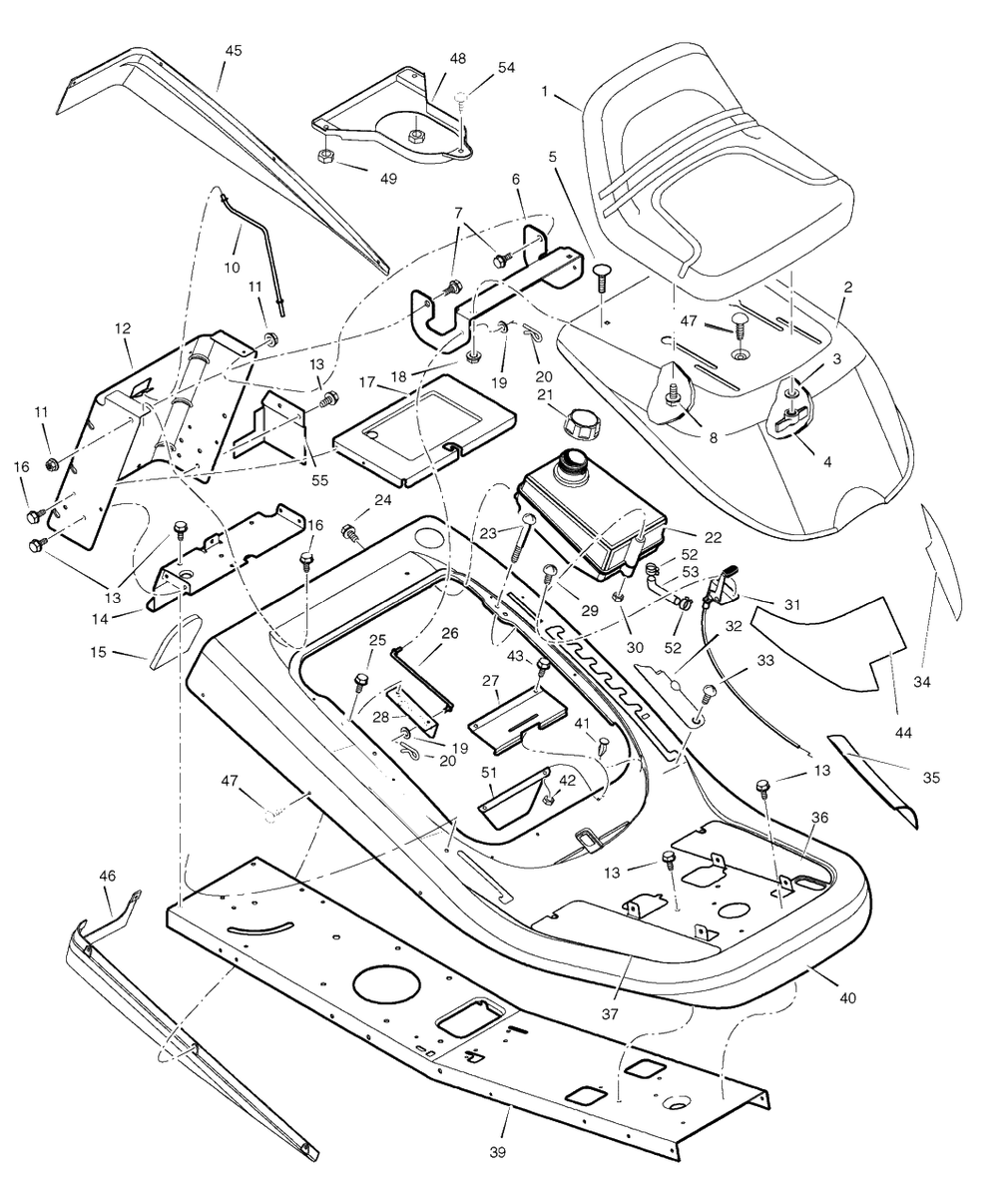 Chassis And Hood Diagram and Parts List for 309007X151A (7800503)(2009) Murray Lawn Tractor