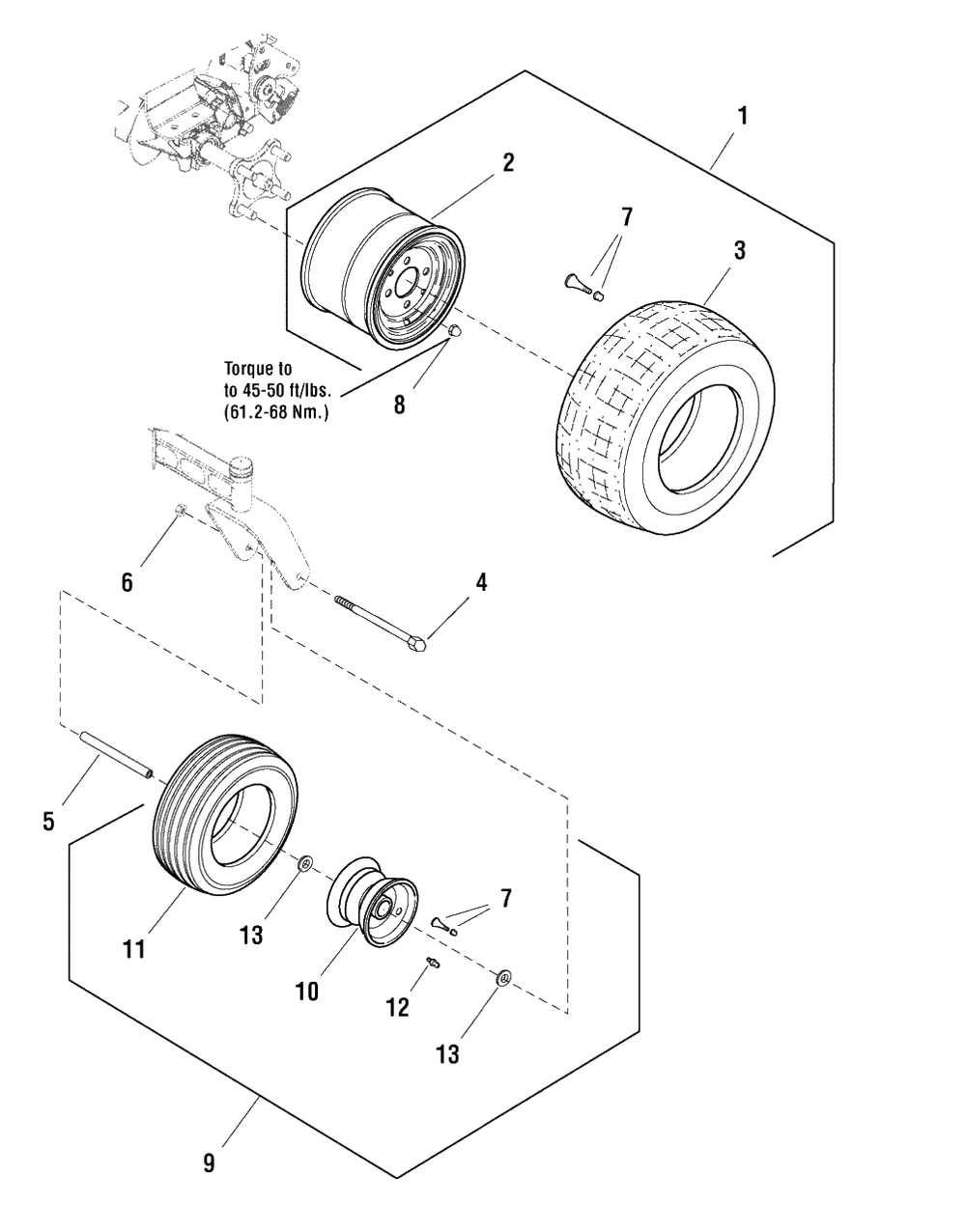 Wheel And Tire Group (W7501261) Diagram and Parts List for EZM2042 (7800490)(2009) Murray Lawn Tractor