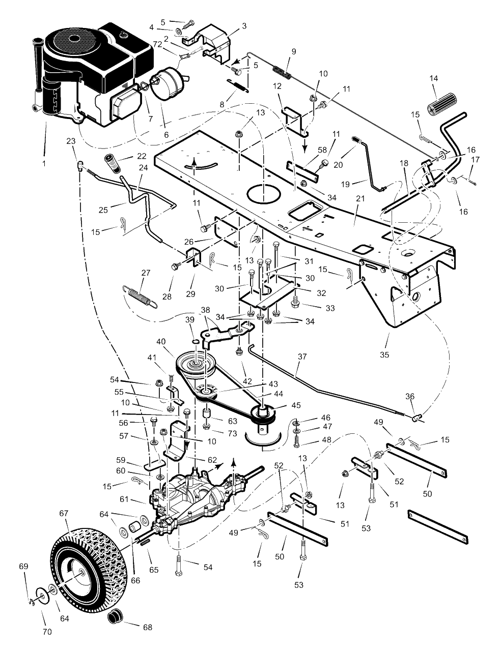 Motion Drive Diagram and Parts List for 309029X11B 2003 Murray Lawn Tractor