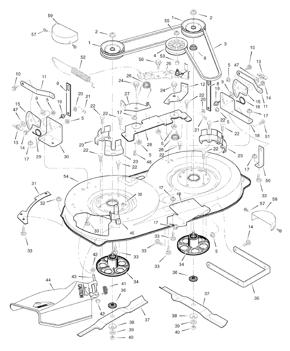 Mower Housing Diagram and Parts List for 405021X51 (7800279)(2008) Murray Lawn Tractor