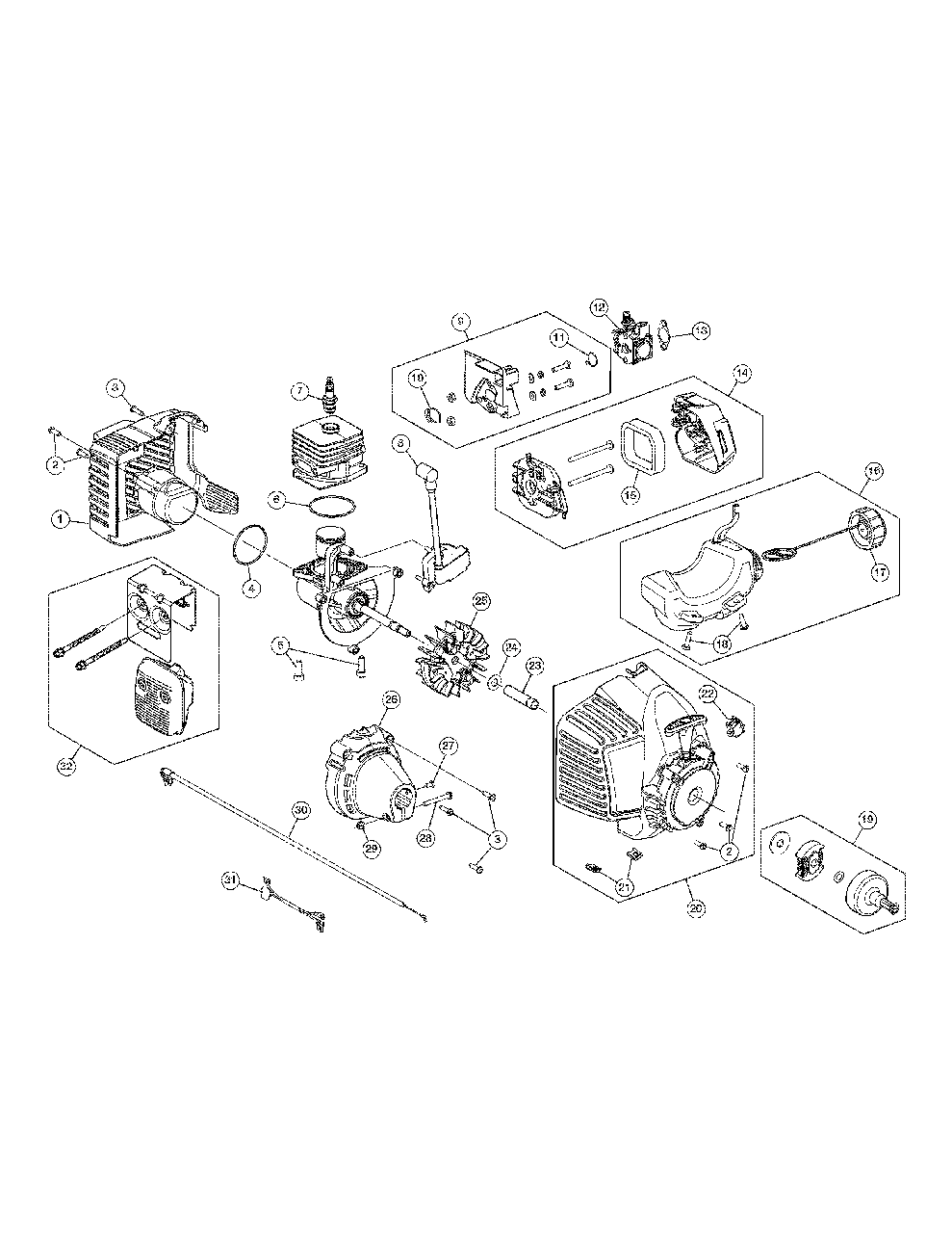 Engine Assembly Diagram and Parts List for M2510 41CDZ03C758 Murray Trimmer
