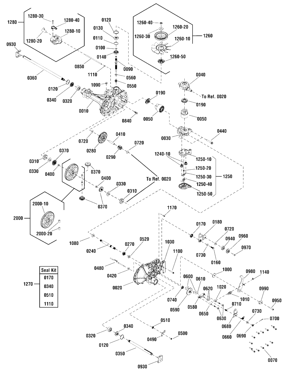 Transmission Service Parts - Hydro Gear 324-0610 (885528) Diagram and Parts List for EMT16538RD (2690927)(2011) Murray Lawn Tractor