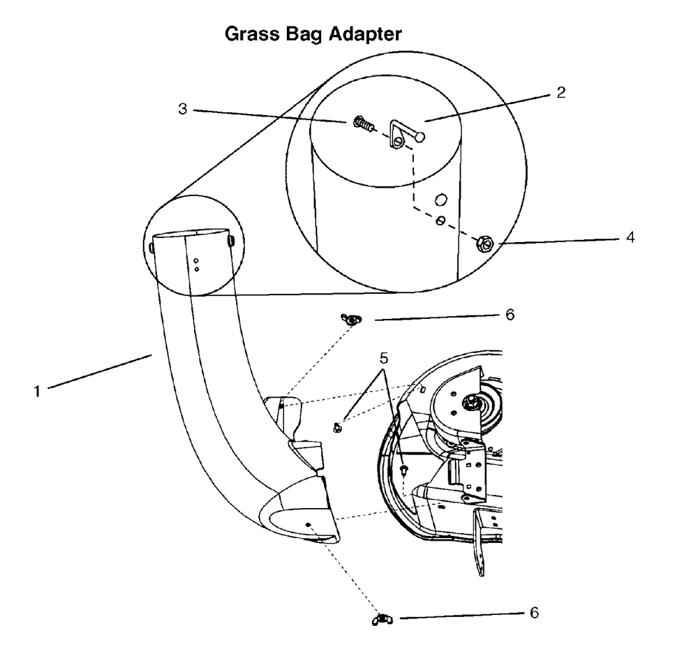 Grass Bag Deck Adapter Diagram and Parts List for 7600070 2010 Murray Lawn Tractor Accessories