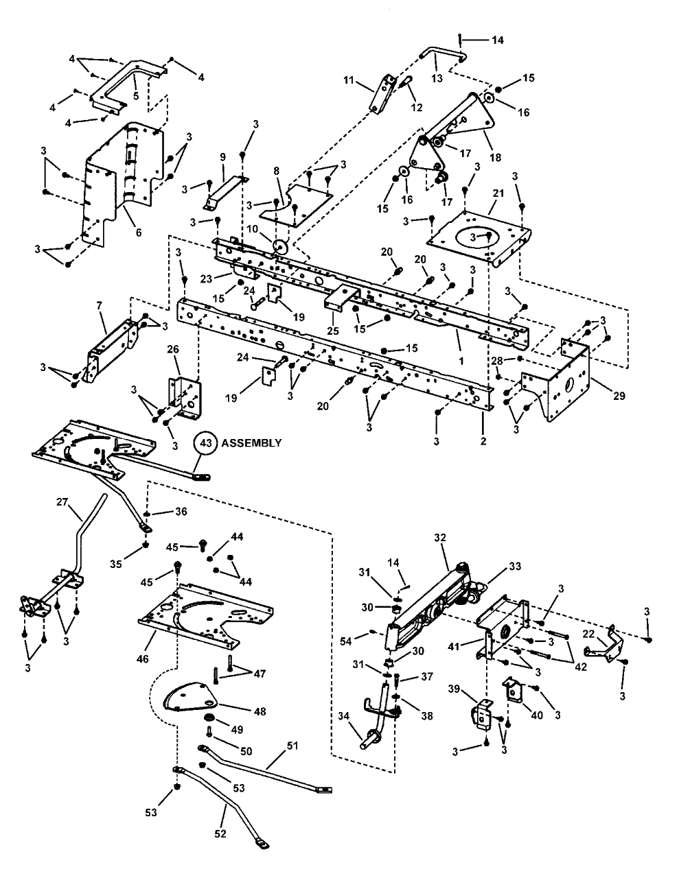 Main Frame Assembly - Hydro Drive Diagram and Parts List for FLT185420 (7800370)(2008) Murray Lawn Tractor