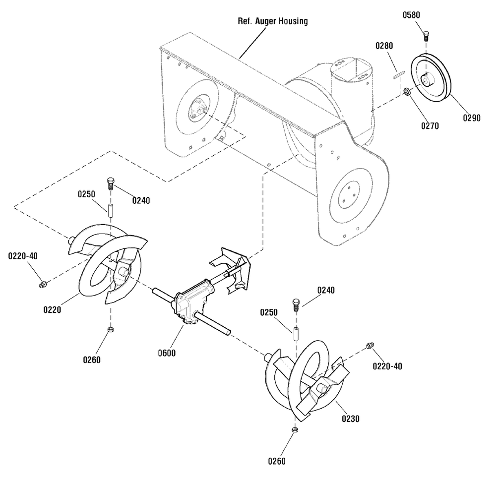 Auger Drive Group Diagram and Parts List for 800-24 (1695775)(2009) Murray Snow Blower