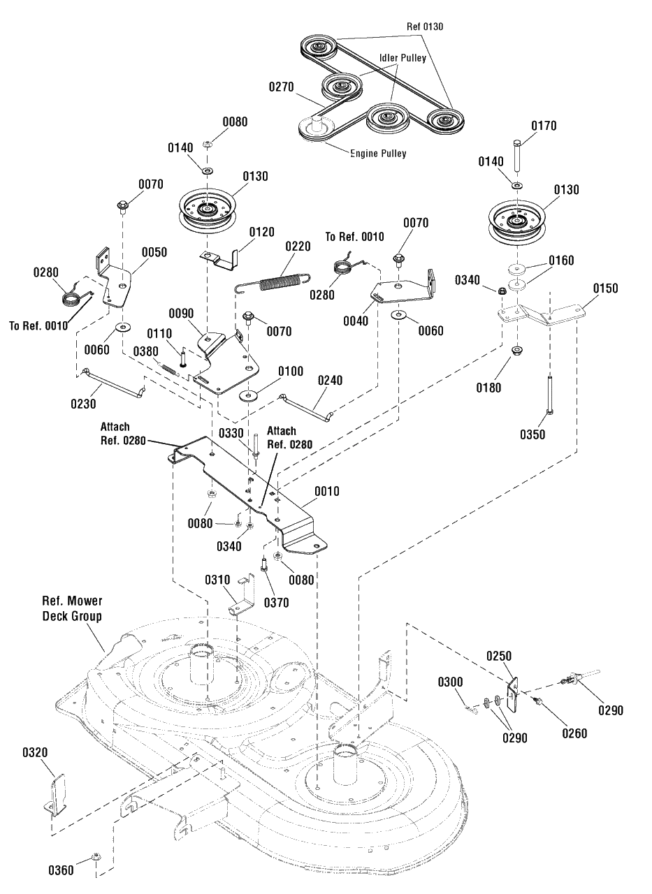 38-Inch Mower Deck - Clutch Group Diagram and Parts List for EMT125380 (2690936)(2011) Murray Lawn Tractor