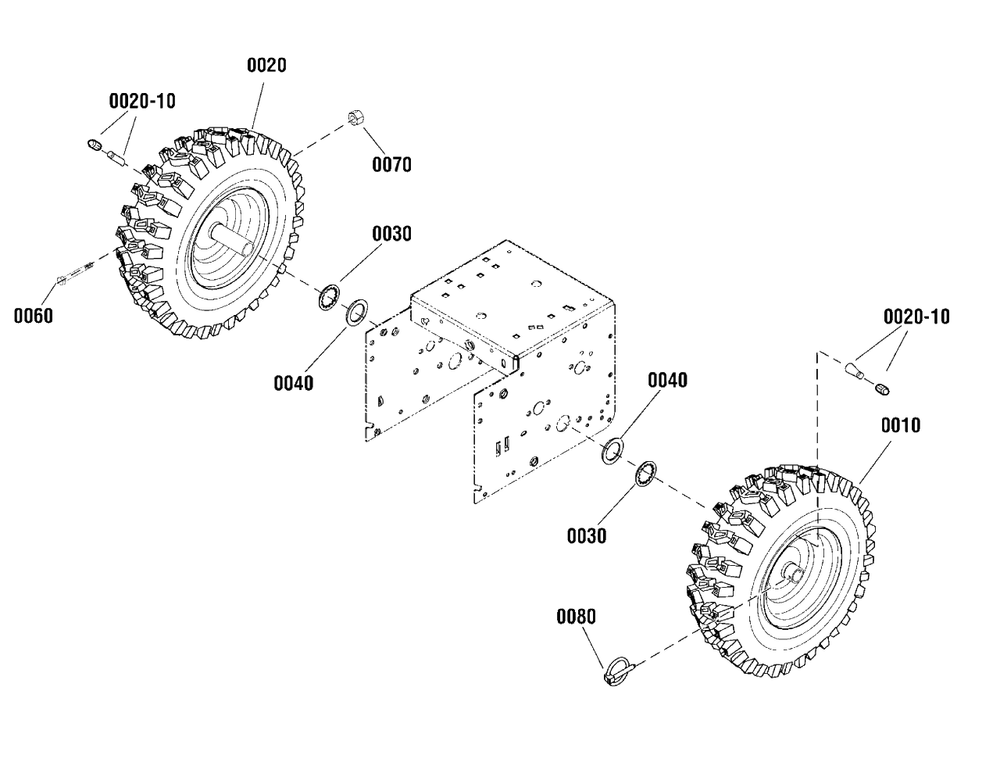 Wheels And Tires Group Diagram and Parts List for ML61750R (1696212-00)(2012) Murray Snow Blower