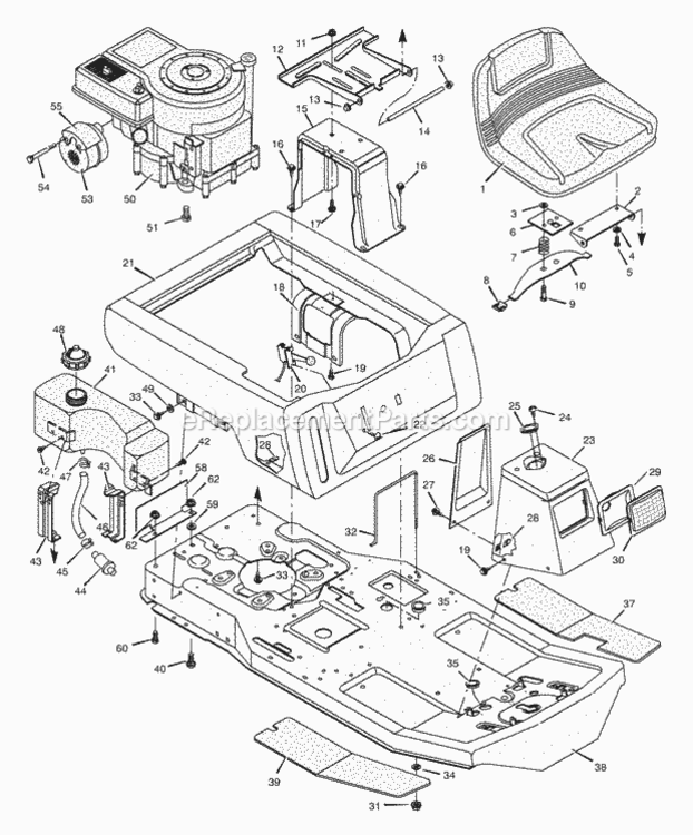 Body_Chassis Diagram and Parts List for 30540X66F 1997 Murray Lawn Tractor