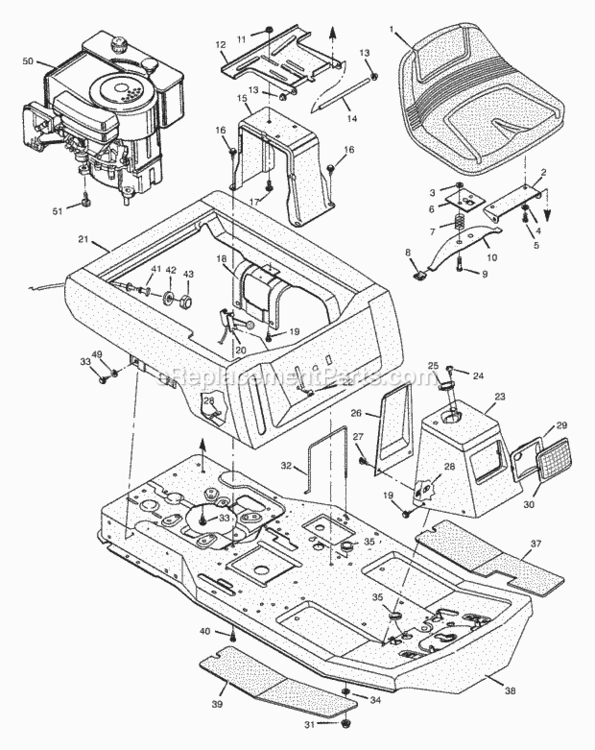 Body_Chassis Diagram and Parts List for 30545X192A 1997 Murray Lawn Tractor