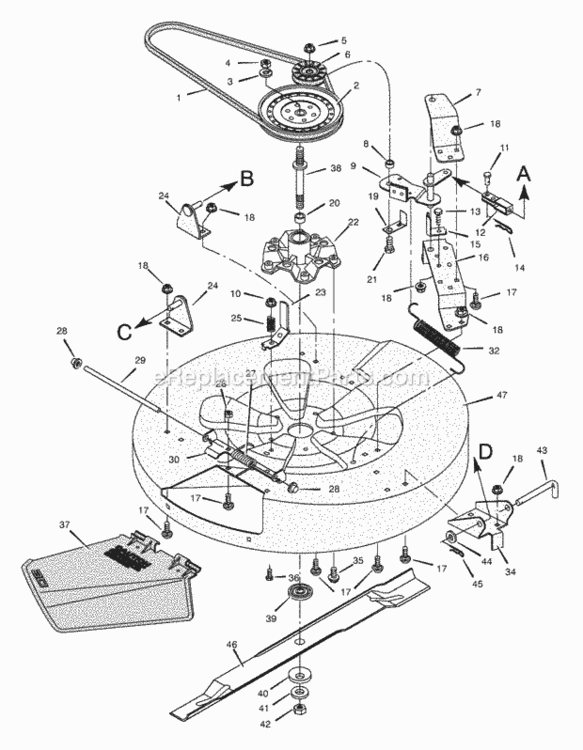 Mower_Housing Diagram and Parts List for 30545X192A 1997 Murray Lawn Tractor