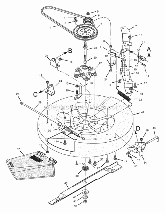 Mower_Housing Diagram and Parts List for 30546X199A 1997 Murray Lawn Tractor