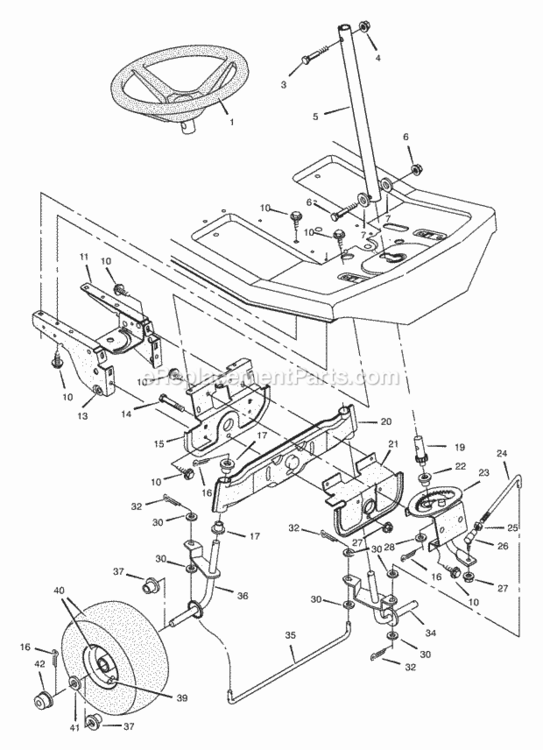 Steering Diagram and Parts List for 30546X199A 1997 Murray Lawn Tractor