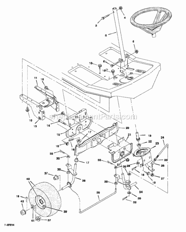 Steering Diagram and Parts List for 30560E 1997 Murray Lawn Tractor