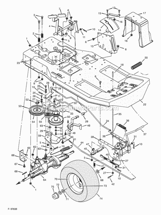 Motion_Drive Diagram and Parts List for 30560X59A 1997 Murray Lawn Tractor