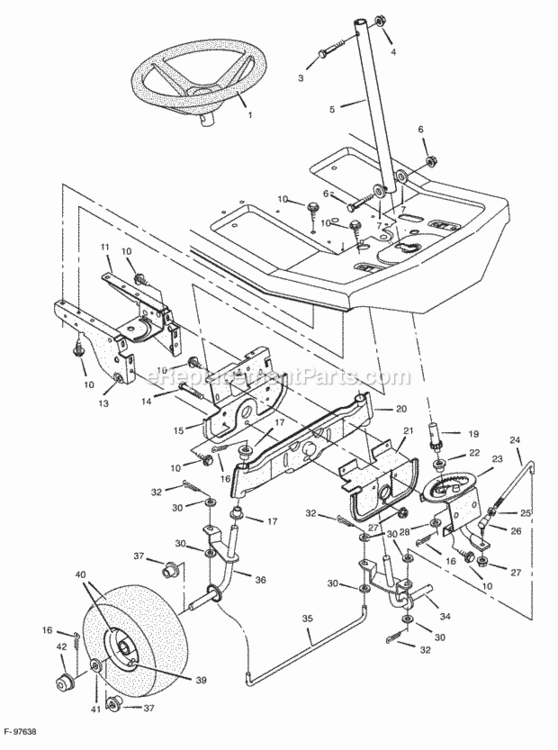Steering Diagram and Parts List for 30560X59A 1997 Murray Lawn Tractor