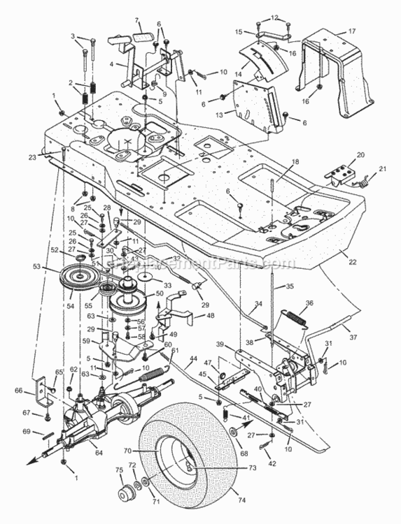Motion_Drive Diagram and Parts List for 30575X8B 1997 Murray Lawn Tractor