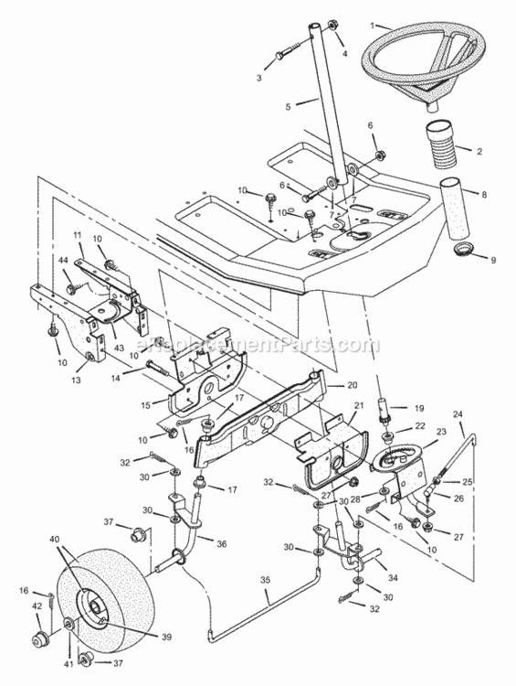 Steering Diagram and Parts List for 30575X8B 1997 Murray Lawn Tractor