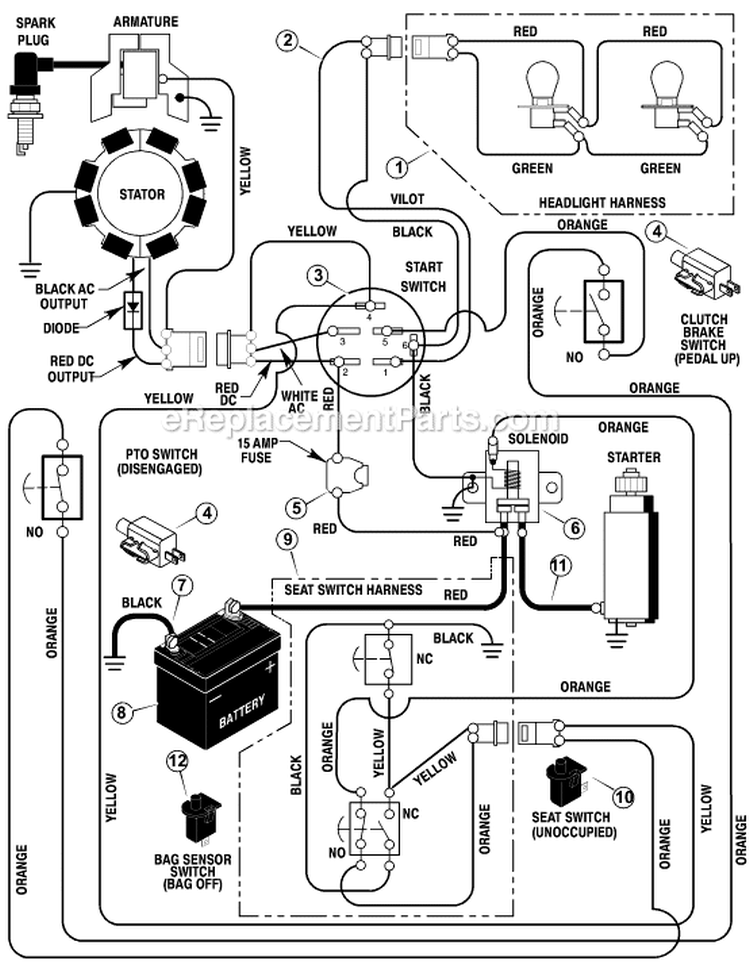 Page B Diagram and Parts List for 312001X11B  Murray Lawn Tractor
