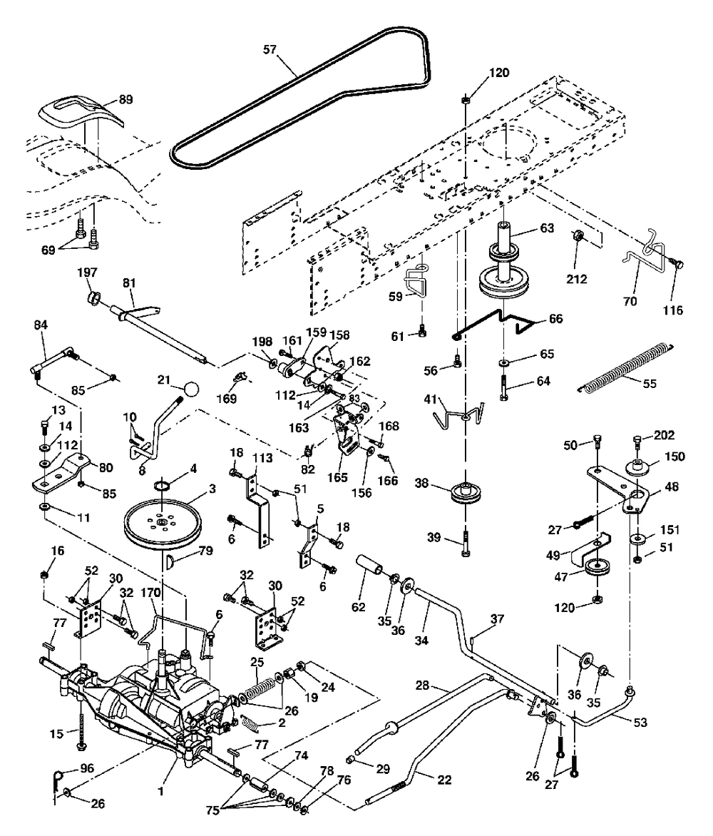 Ground Drive Diagram and Parts List for 425014X92E (960140001-00)(2005) Murray Lawn Tractor