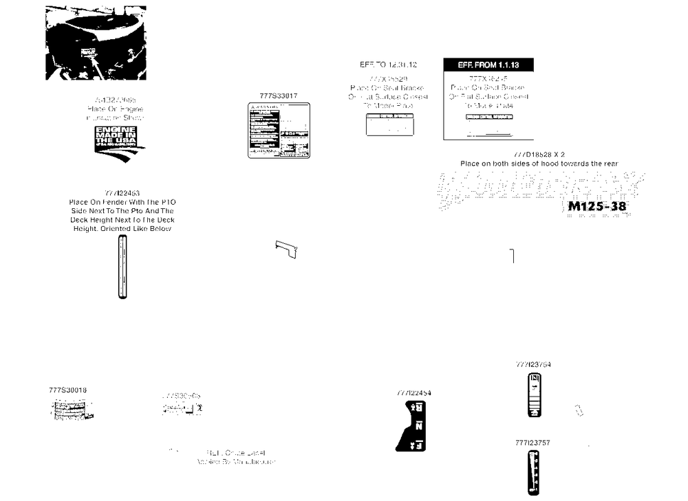 Label Map Diagram and Parts List for M1338 (13AC76LF058)(2013) Murray Lawn Tractor