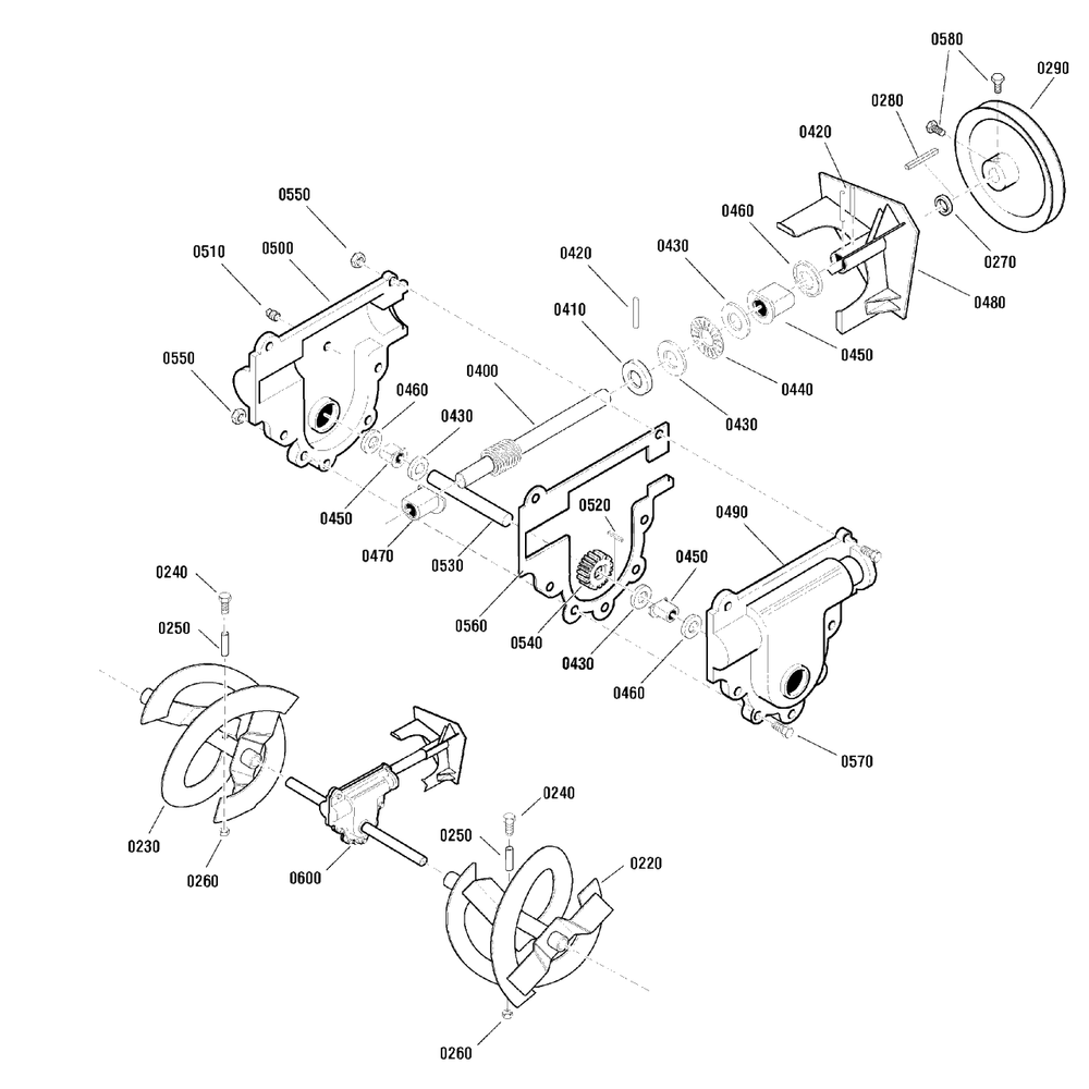 Auger Drive Group Diagram and Parts List for 900-27 (1695719)(2009) Murray Snow Blower
