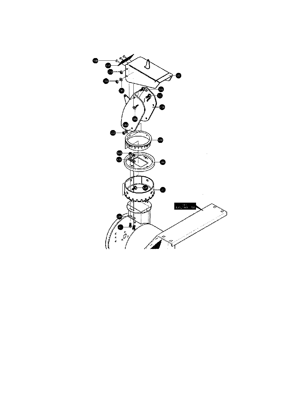 Discharge chute Diagram and Parts List for 627104X8A  Murray Snow Blower