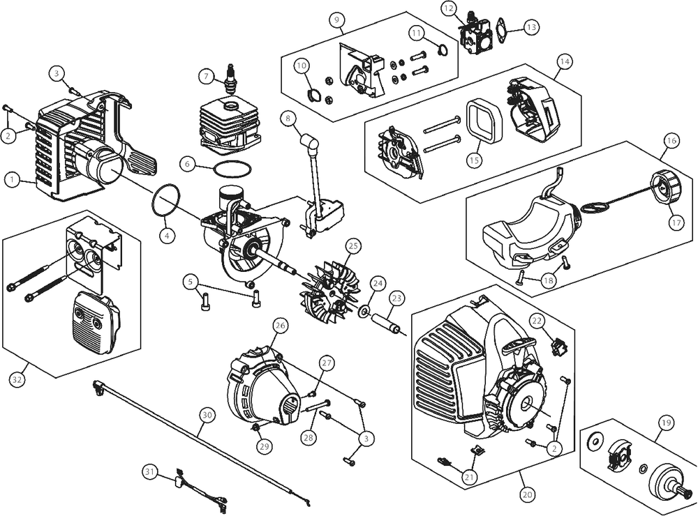 Engine Assembly Diagram and Parts List for M2510 41DDZ03C758 Murray Trimmer