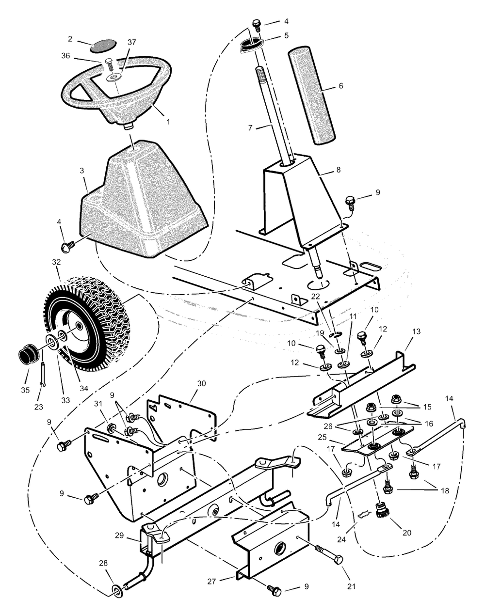 Steering Diagram and Parts List for 309000X8A 2003 Murray Lawn Tractor