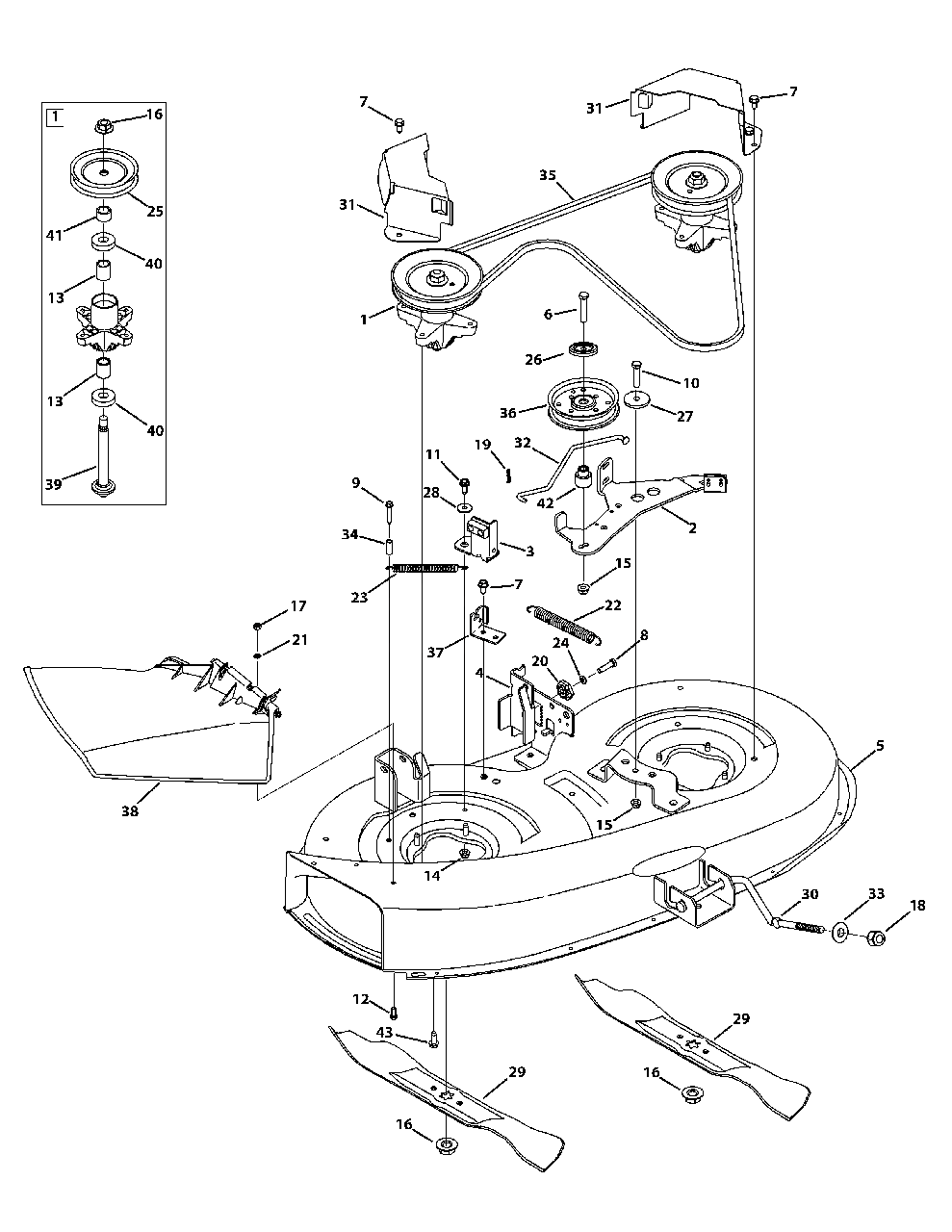 Mower Deck 38-Inch Diagram and Parts List for 13BC76LF058 2014 Murray Lawn Tractor