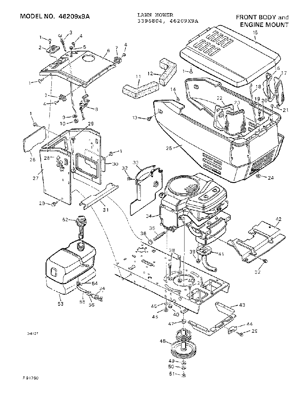 Front body/engine mount Diagram and Parts List for 3396804  Murray Lawn Mower